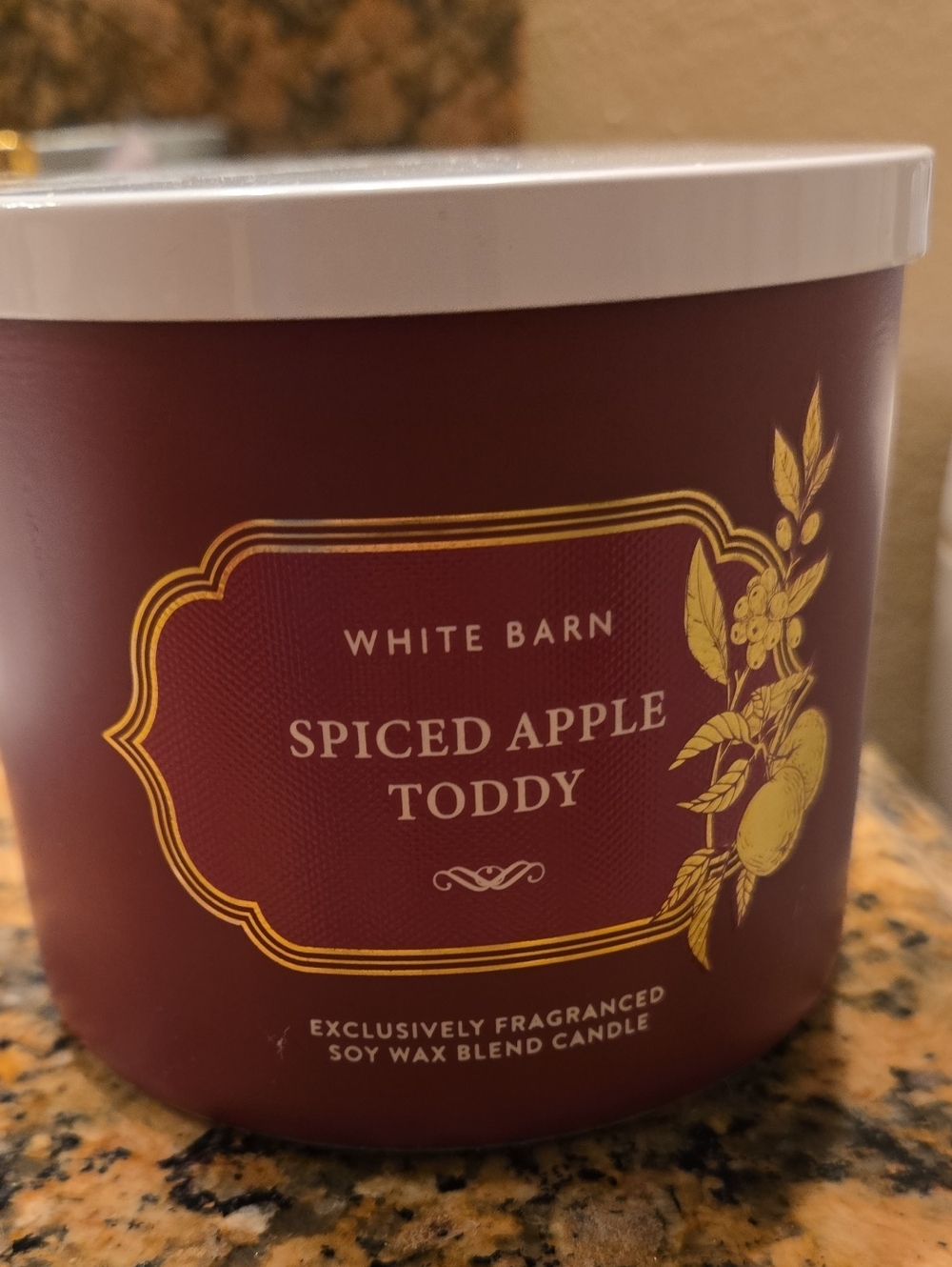 White Barn Spiced Apple Toddy Candle - Deep Burgundy with Gold Accent